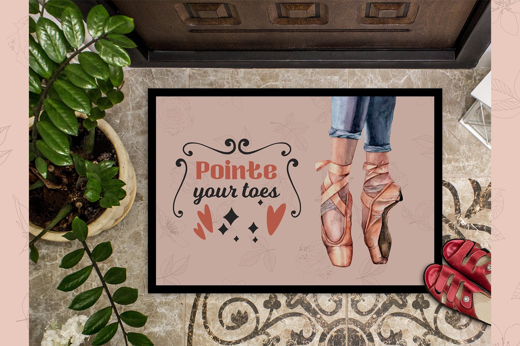 Pointe your Toes Dance Indoor or Outdoor Mat 24x36 - the-store.com