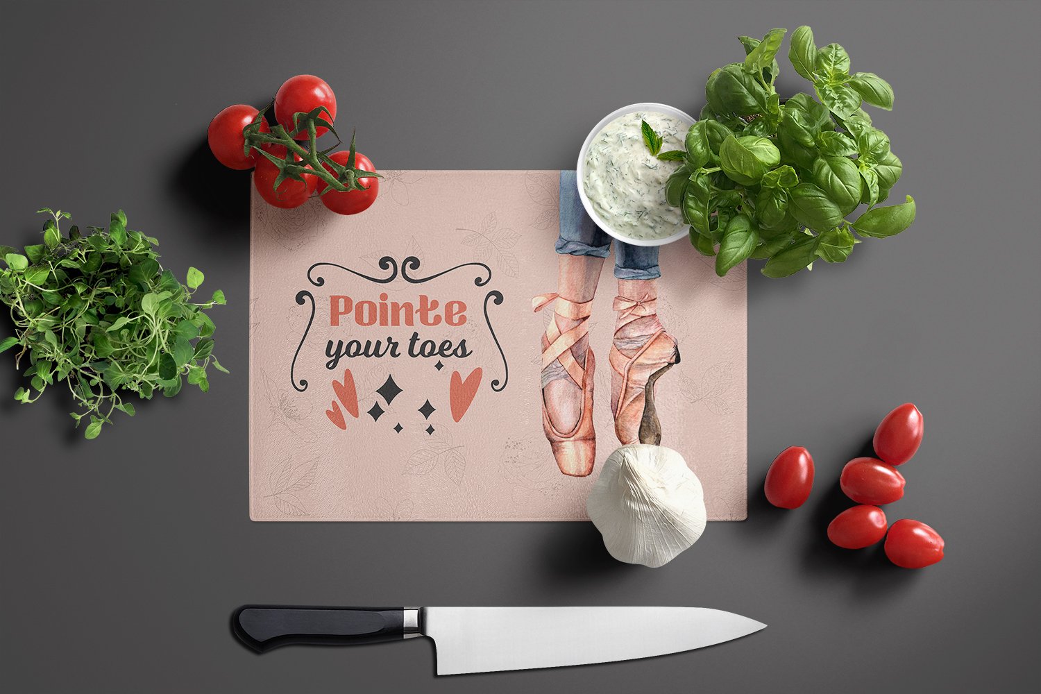 Pointe your Toes Dance Glass Cutting Board Large - the-store.com