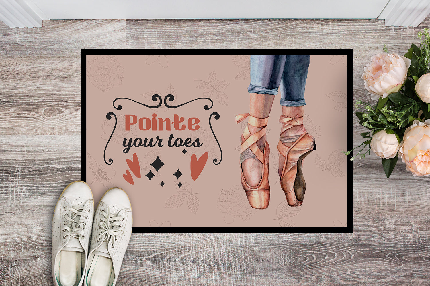 Pointe your Toes Dance Indoor or Outdoor Mat 18x27 - the-store.com