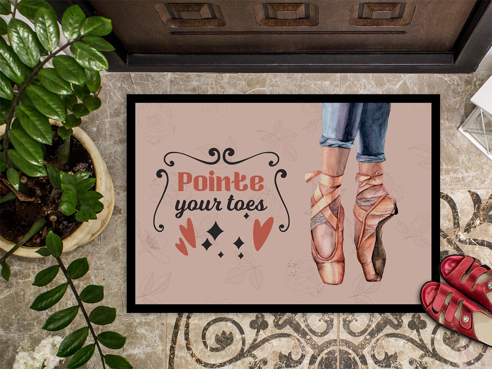 Pointe your Toes Dance Indoor or Outdoor Mat 18x27 - the-store.com