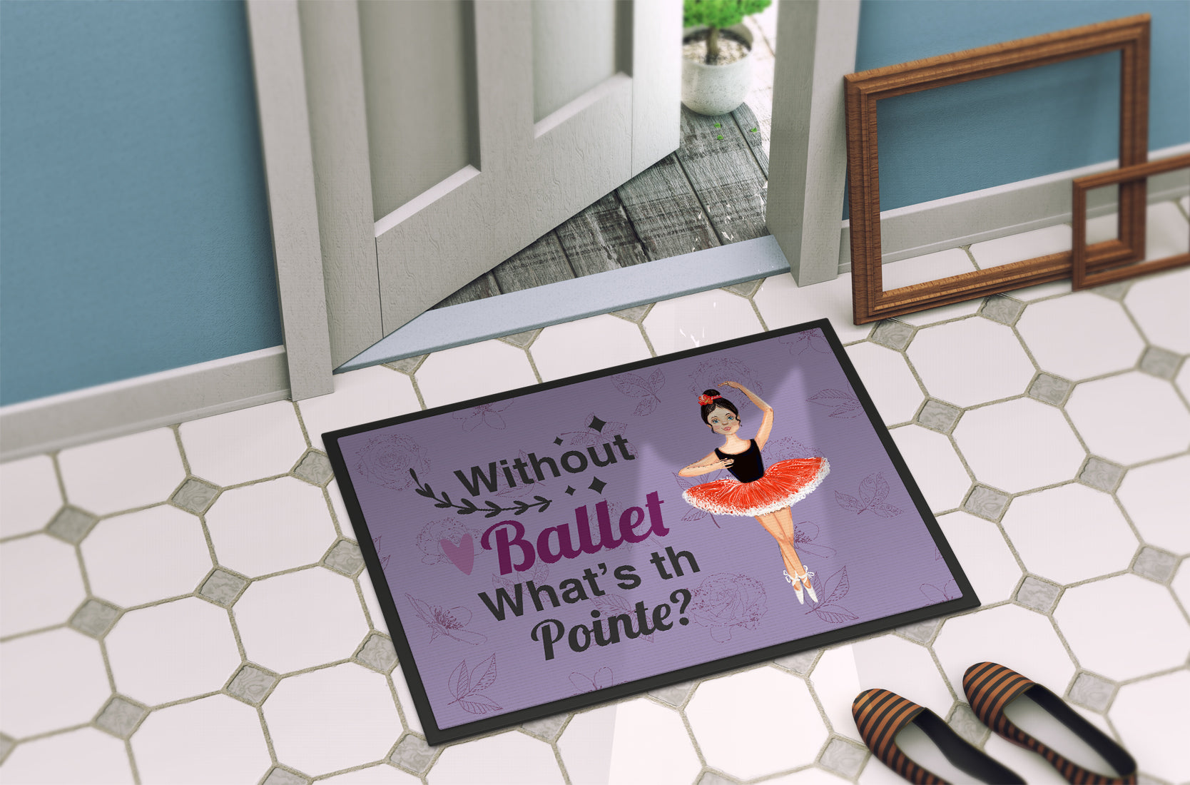 Without Ballet What's the Pointe Dance Indoor or Outdoor Mat 18x27 - the-store.com