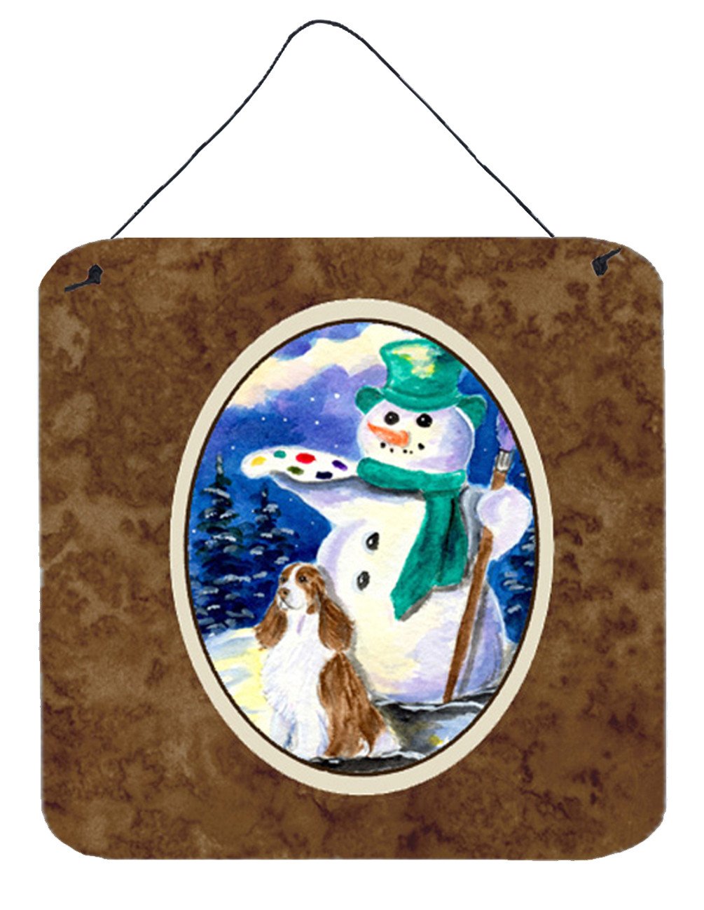 Artist Snowman with Springer Spaniel Wall or Door Hanging Prints by Caroline's Treasures