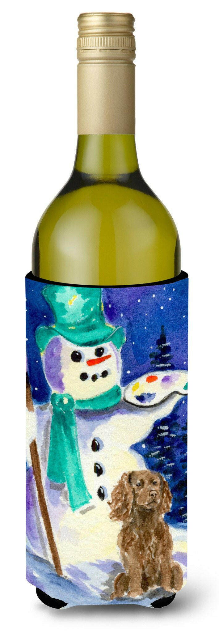 Artist Snowman with Boykin Spaniel Wine Bottle Beverage Insulator Beverage Insulator Hugger by Caroline&#39;s Treasures