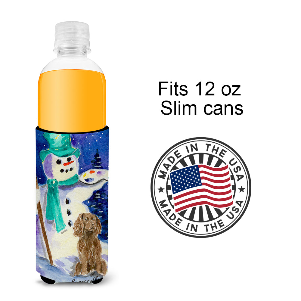 Artist Snowman with Boykin Spaniel Ultra Beverage Insulators pour canettes minces SS1001MUK
