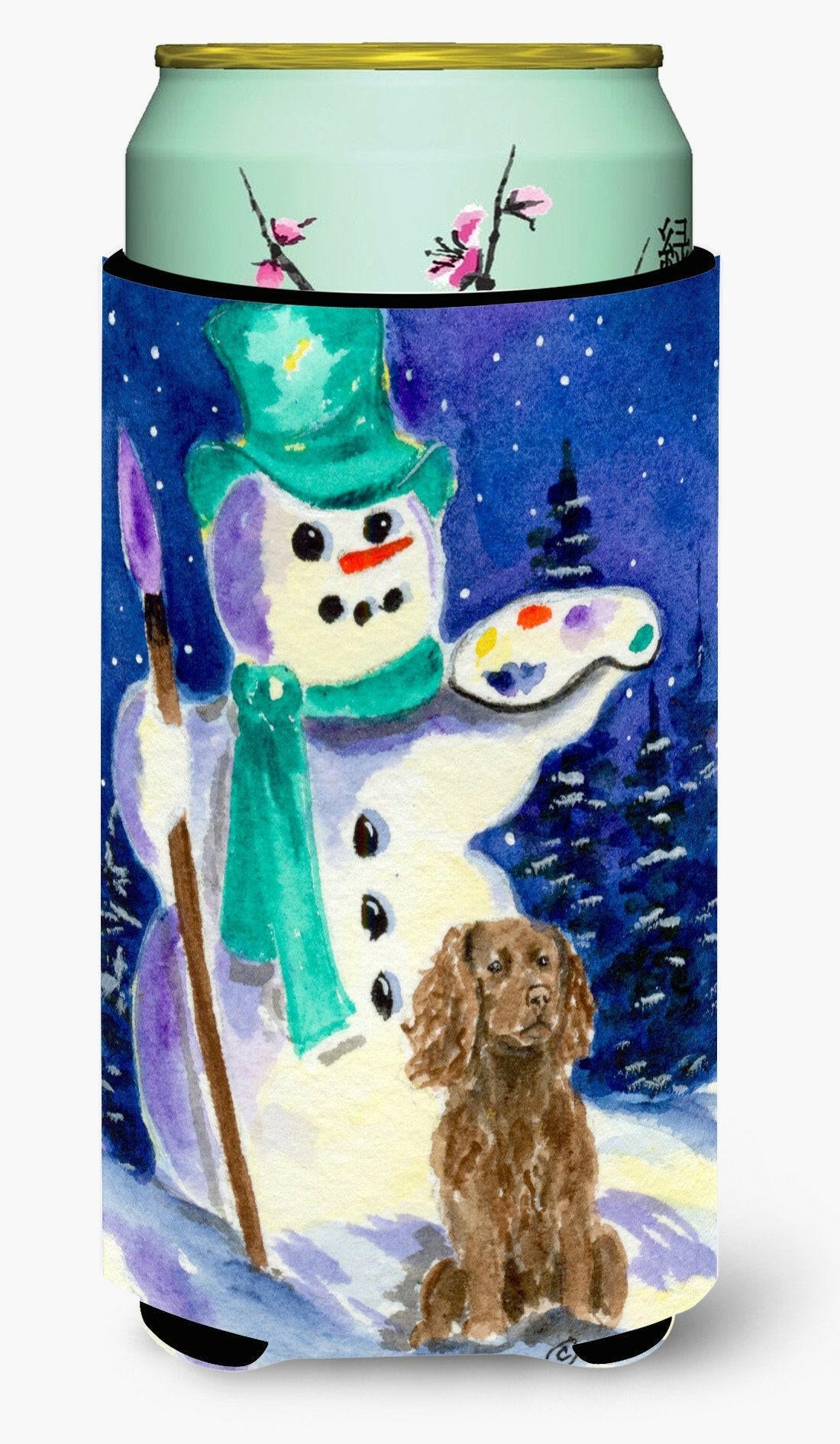 Artist Snowman with Boykin Spaniel  Tall Boy Beverage Insulator Beverage Insulator Hugger by Caroline&#39;s Treasures