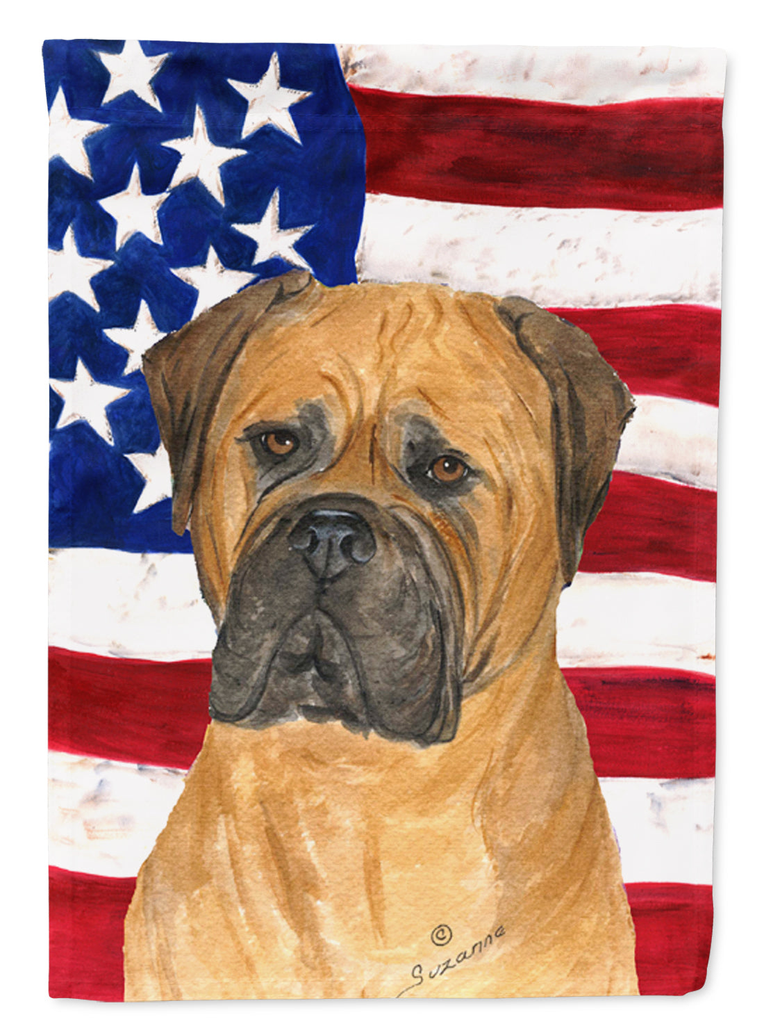 USA American Flag with Bullmastiff Flag Canvas House Size  the-store.com.