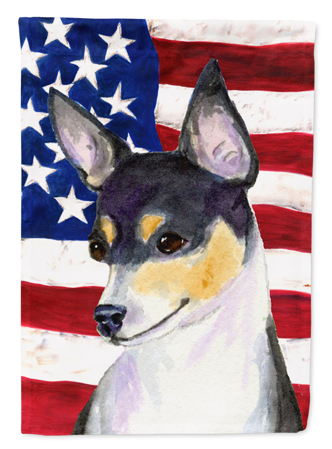 USA American Flag with Fox Terrier Flag Canvas House Size