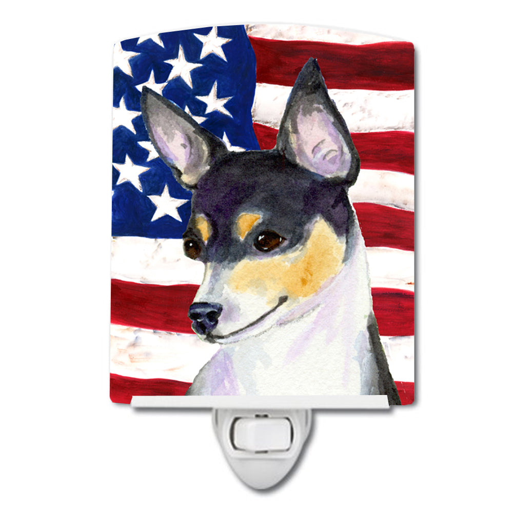 USA American Flag with Fox Terrier Ceramic Night Light SS4002CNL - the-store.com