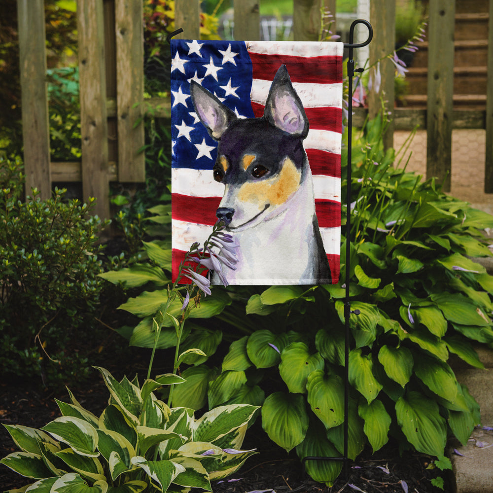 USA American Flag with Fox Terrier Flag Garden Size.
