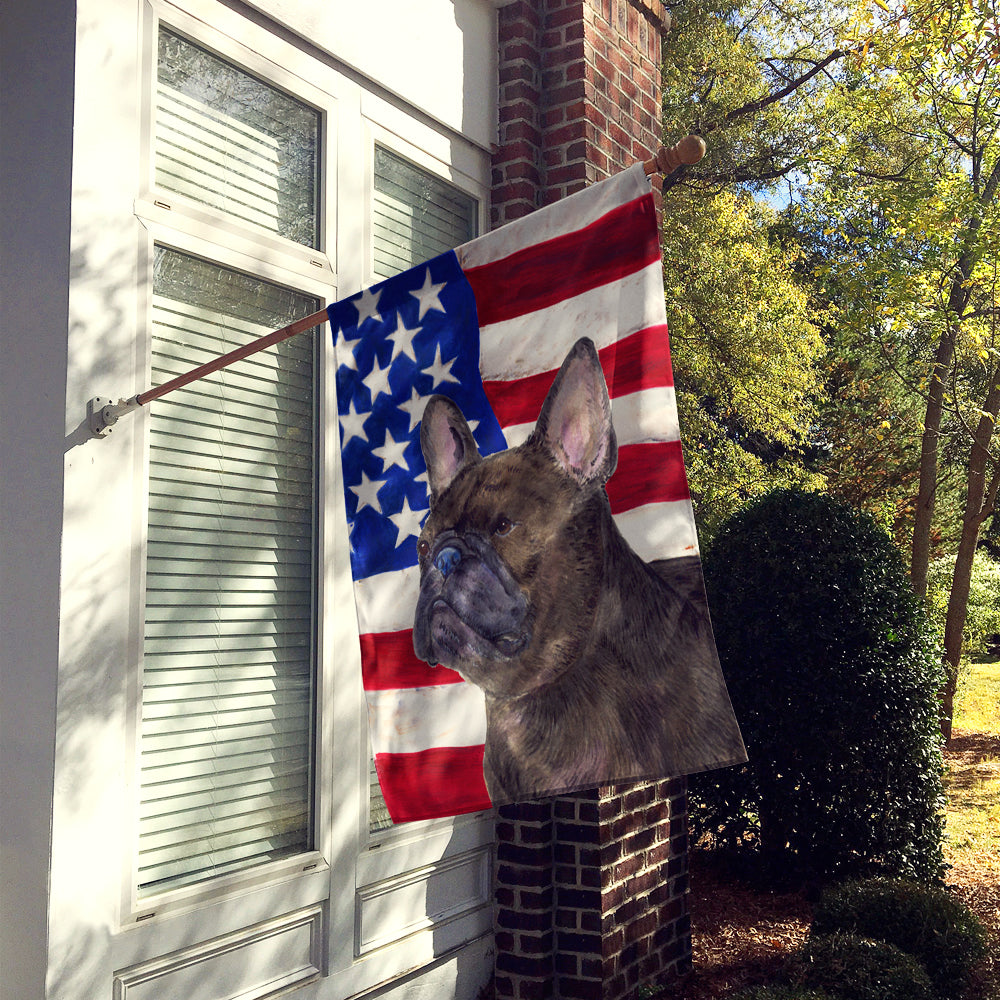 Drapeau américain USA avec drapeau bouledogue français Taille de la maison en toile