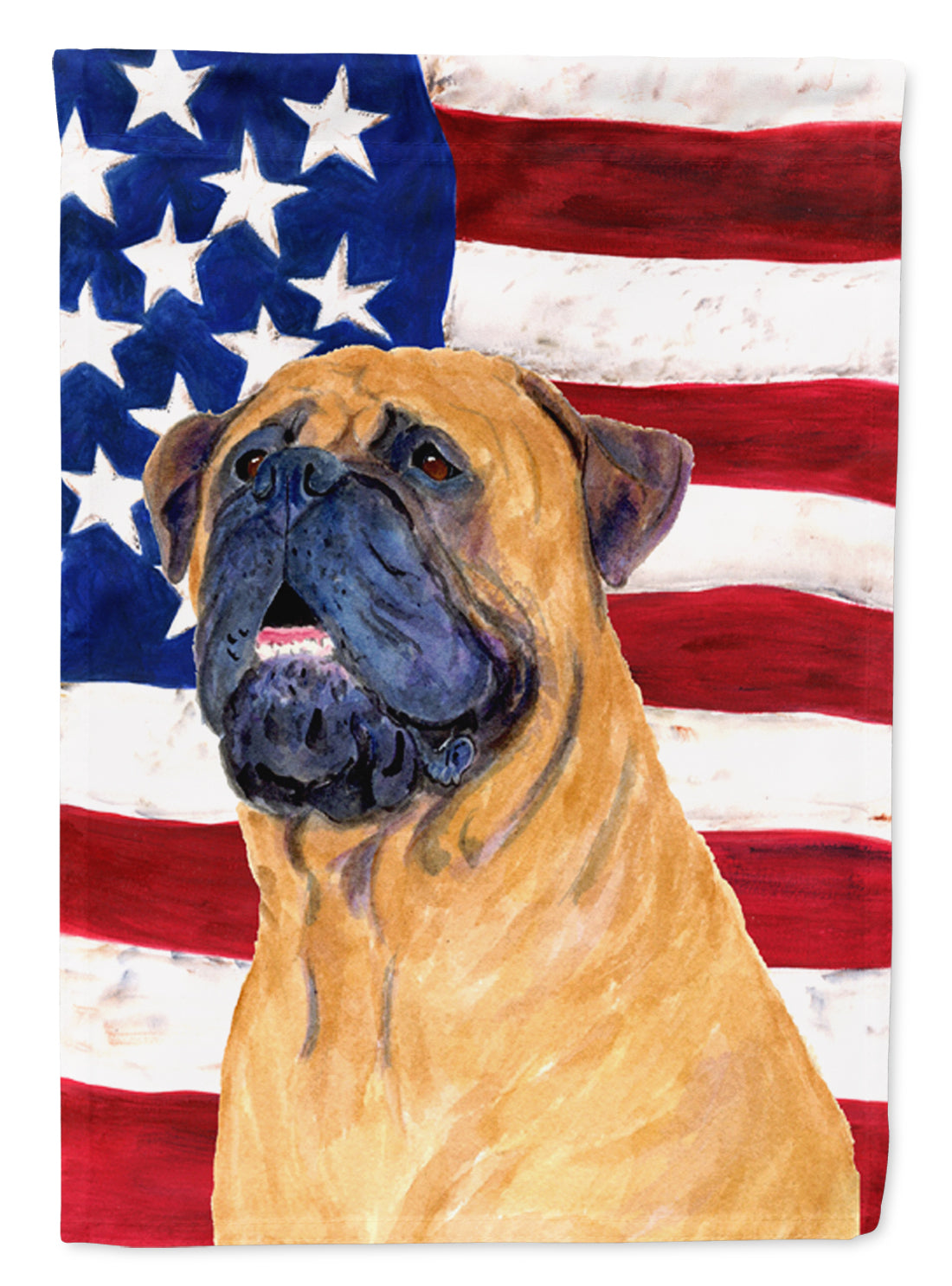 USA American Flag with Bullmastiff Flag Canvas House Size