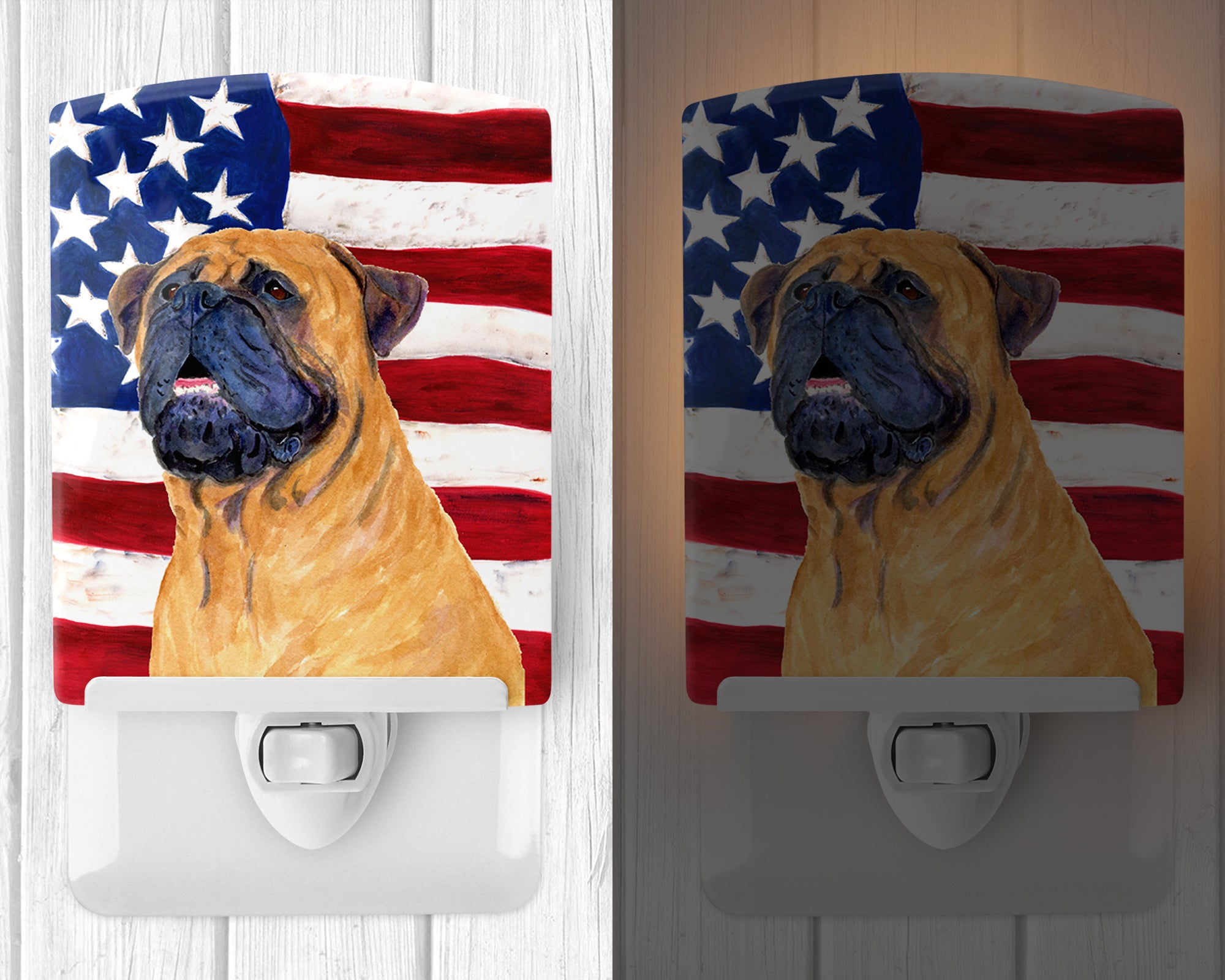 USA American Flag with Bullmastiff Ceramic Night Light SS4004CNL - the-store.com