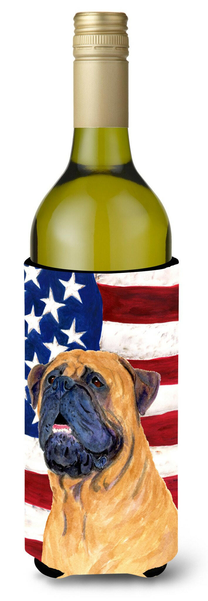 USA American Flag with Bullmastiff Wine Bottle Beverage Insulator Beverage Insulator Hugger SS4004LITERK by Caroline's Treasures