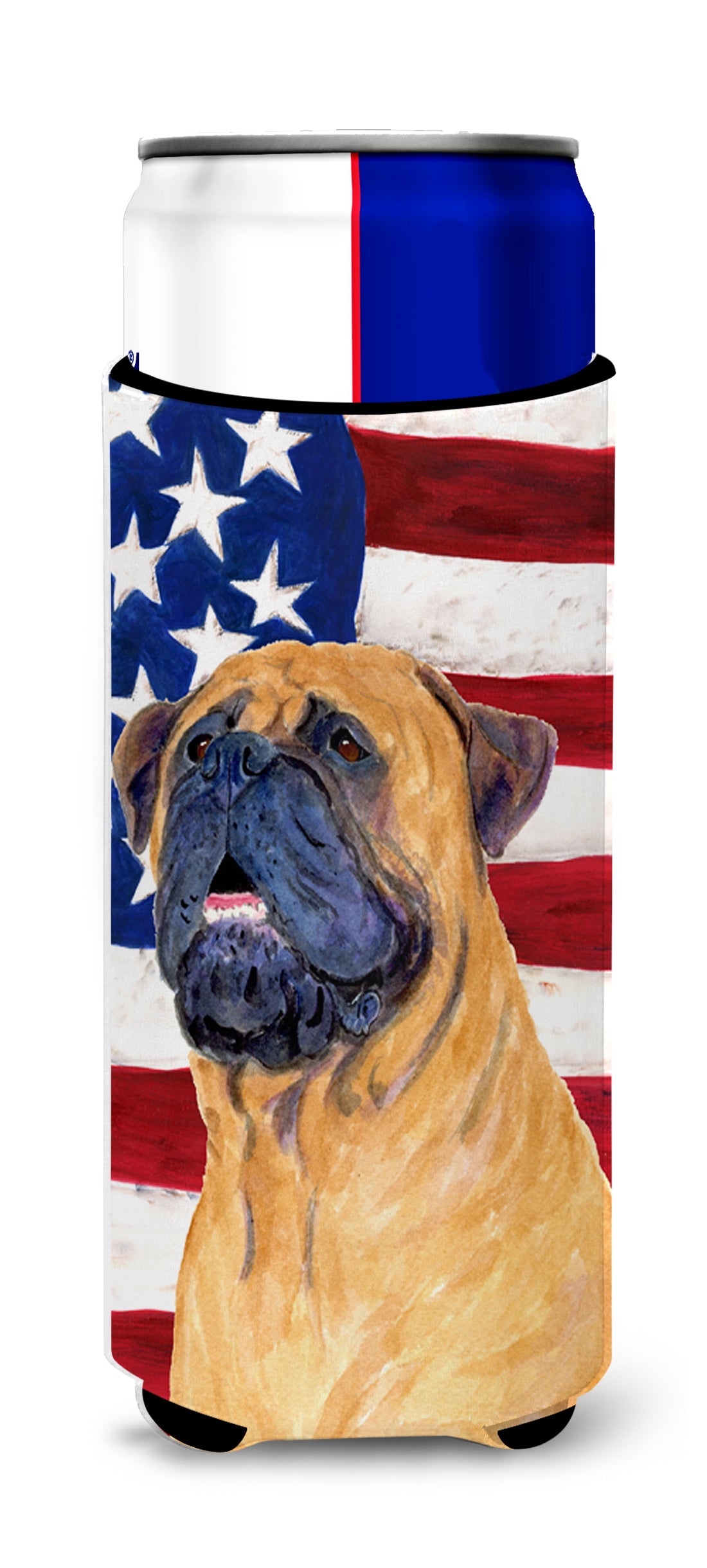 USA American Flag with Bullmastiff Ultra Beverage Insulators for slim cans SS4004MUK.