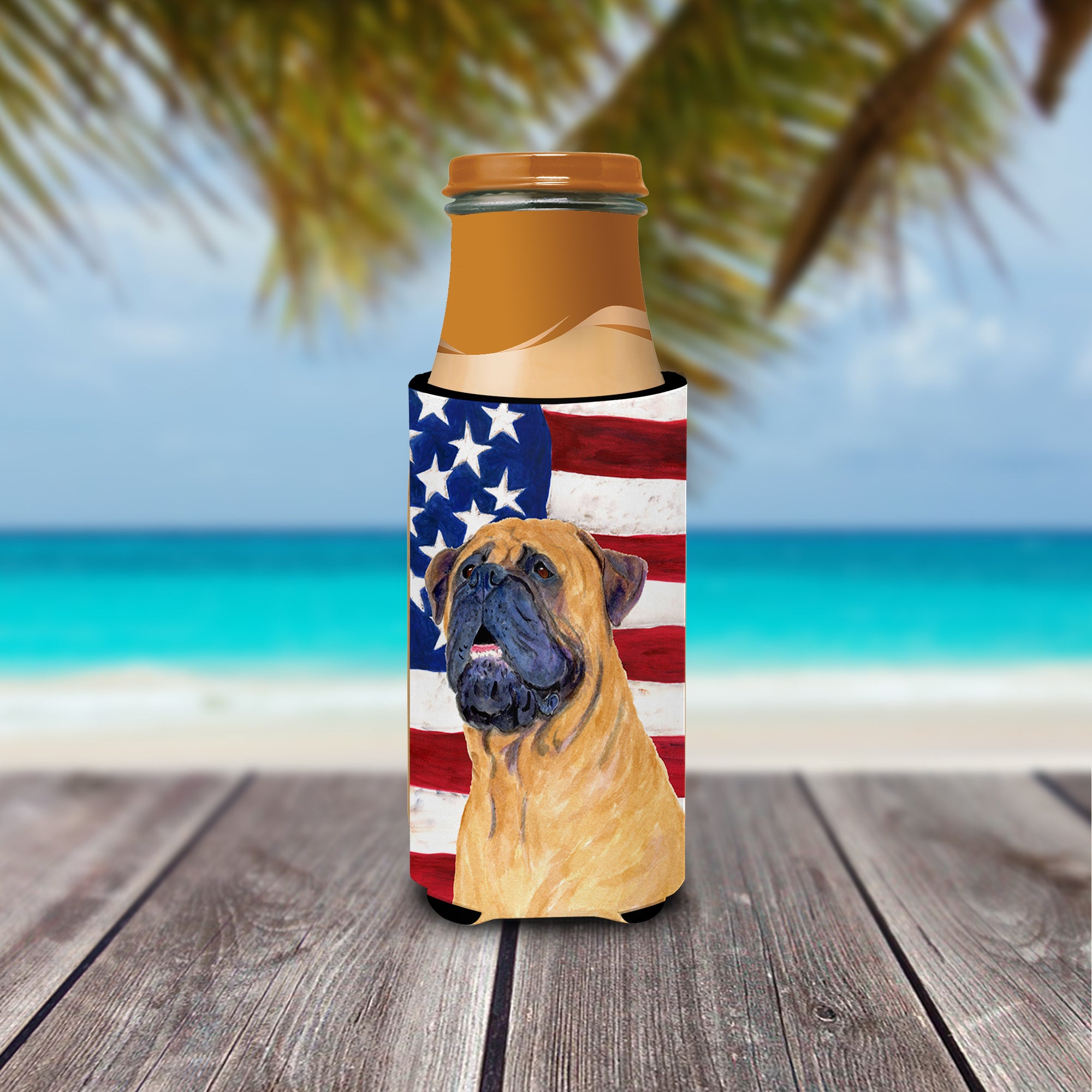 USA American Flag with Bullmastiff Ultra Beverage Insulators for slim cans SS4004MUK