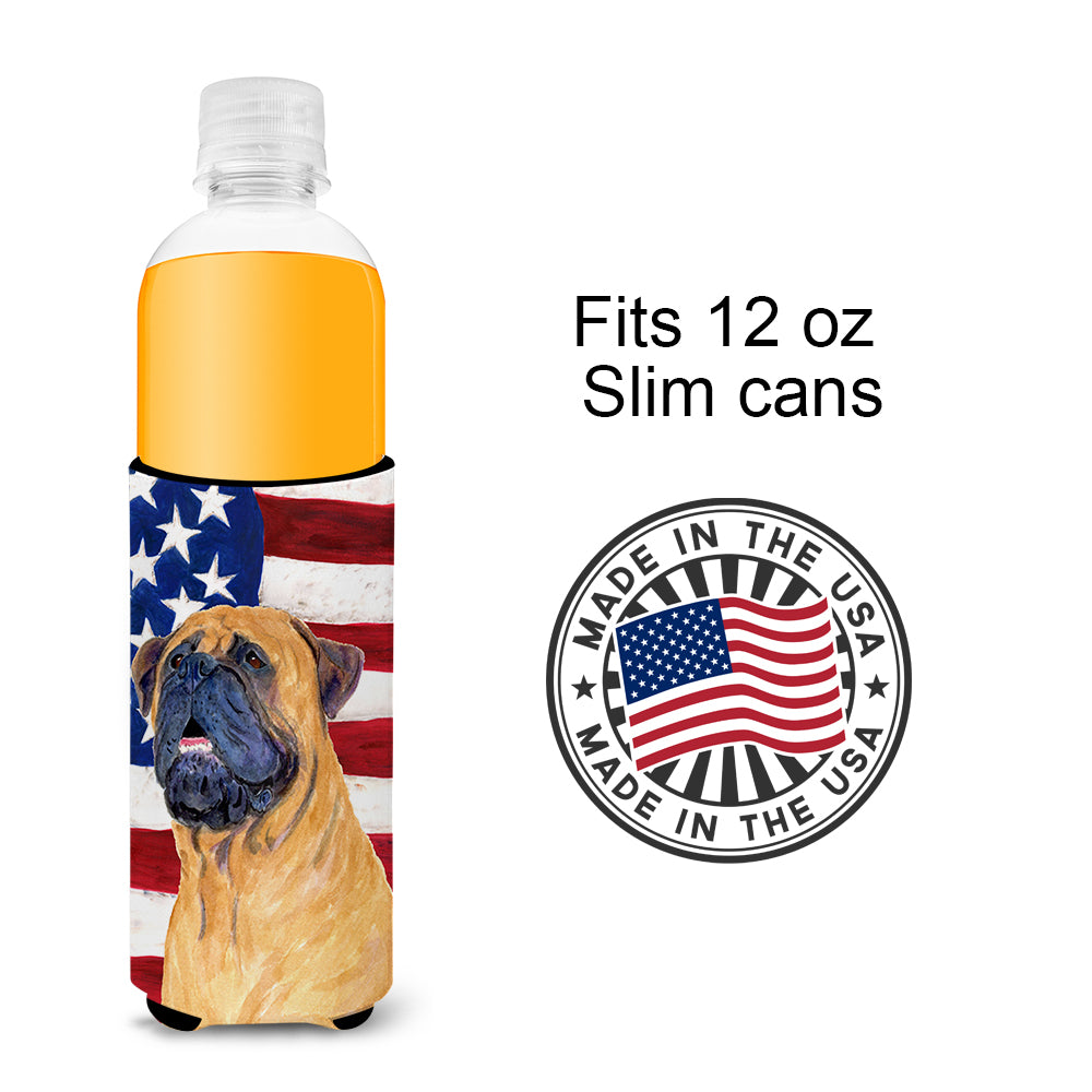 USA American Flag with Bullmastiff Ultra Beverage Insulators for slim cans SS4004MUK.