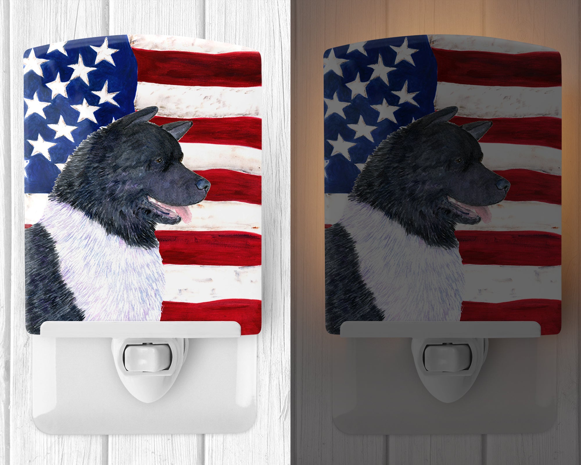 USA American Flag with Akita Ceramic Night Light SS4005CNL - the-store.com