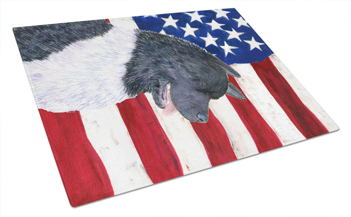 USA American Flag with Akita Glass Cutting Board Large by Caroline&#39;s Treasures