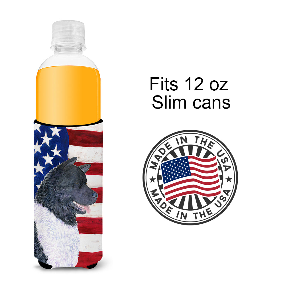 USA American Flag with Akita Ultra Beverage Insulators for slim cans SS4005MUK.