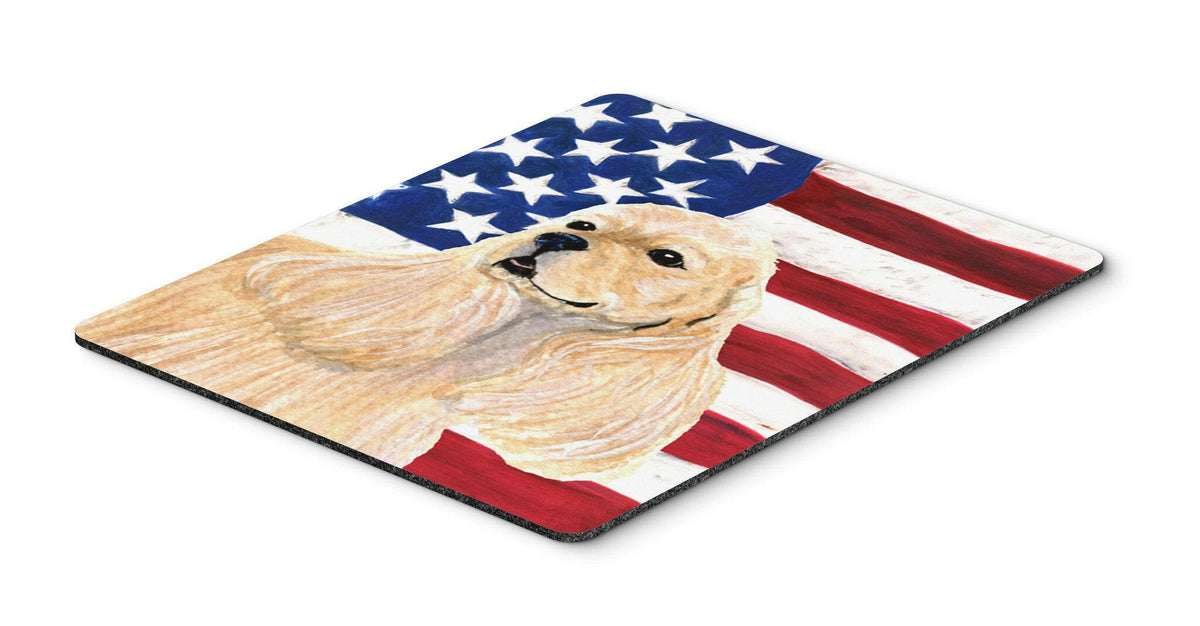 USA American Flag with Cocker Spaniel Mouse Pad, Hot Pad or Trivet by Caroline&#39;s Treasures
