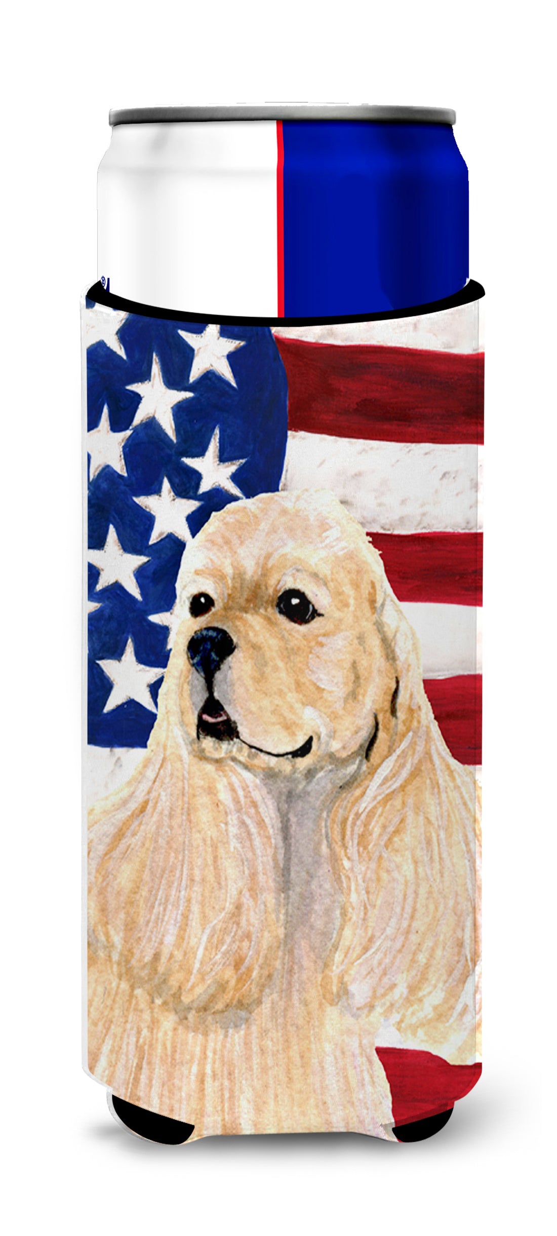 USA American Flag with Cocker Spaniel Ultra Beverage Insulators for slim cans SS4006MUK