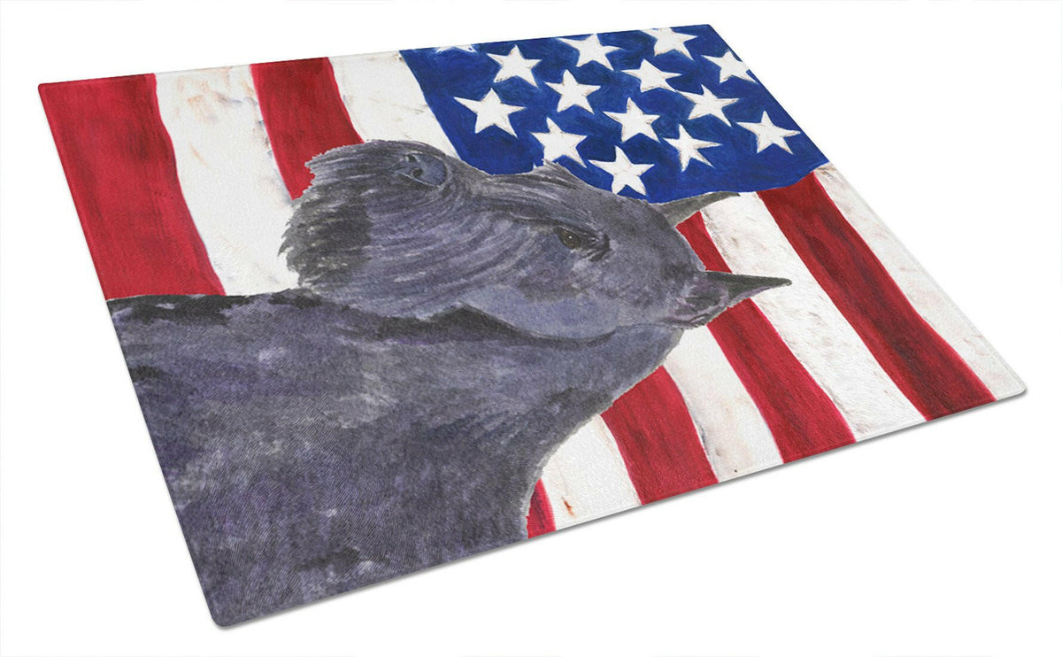 USA American Flag with Schnauzer Glass Cutting Board Large by Caroline&#39;s Treasures