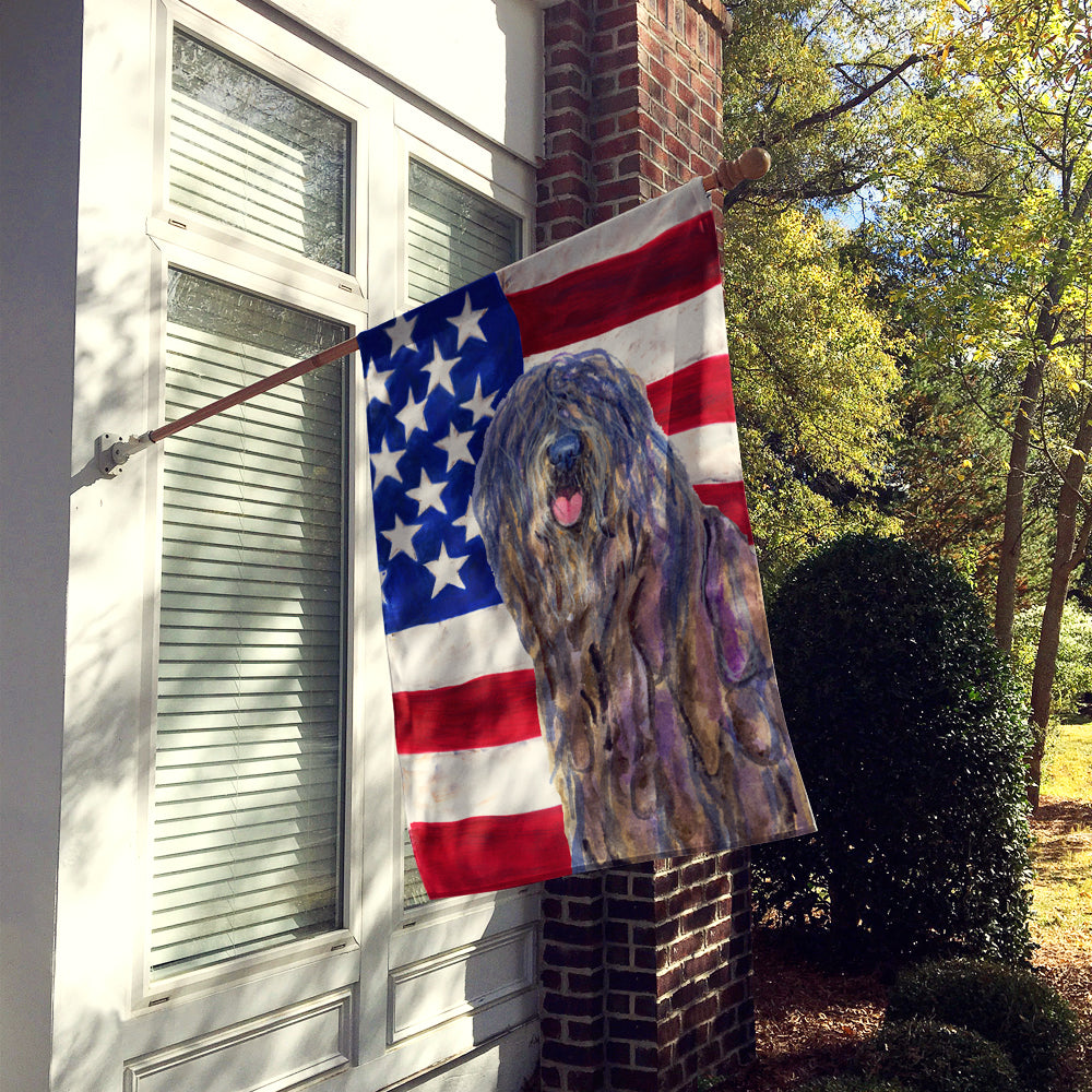 USA American Flag with Bergamasco Sheepdog Flag Canvas House Size