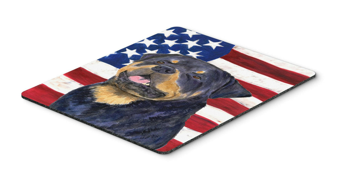 USA American Flag with Rottweiler Mouse Pad, Hot Pad or Trivet by Caroline&#39;s Treasures