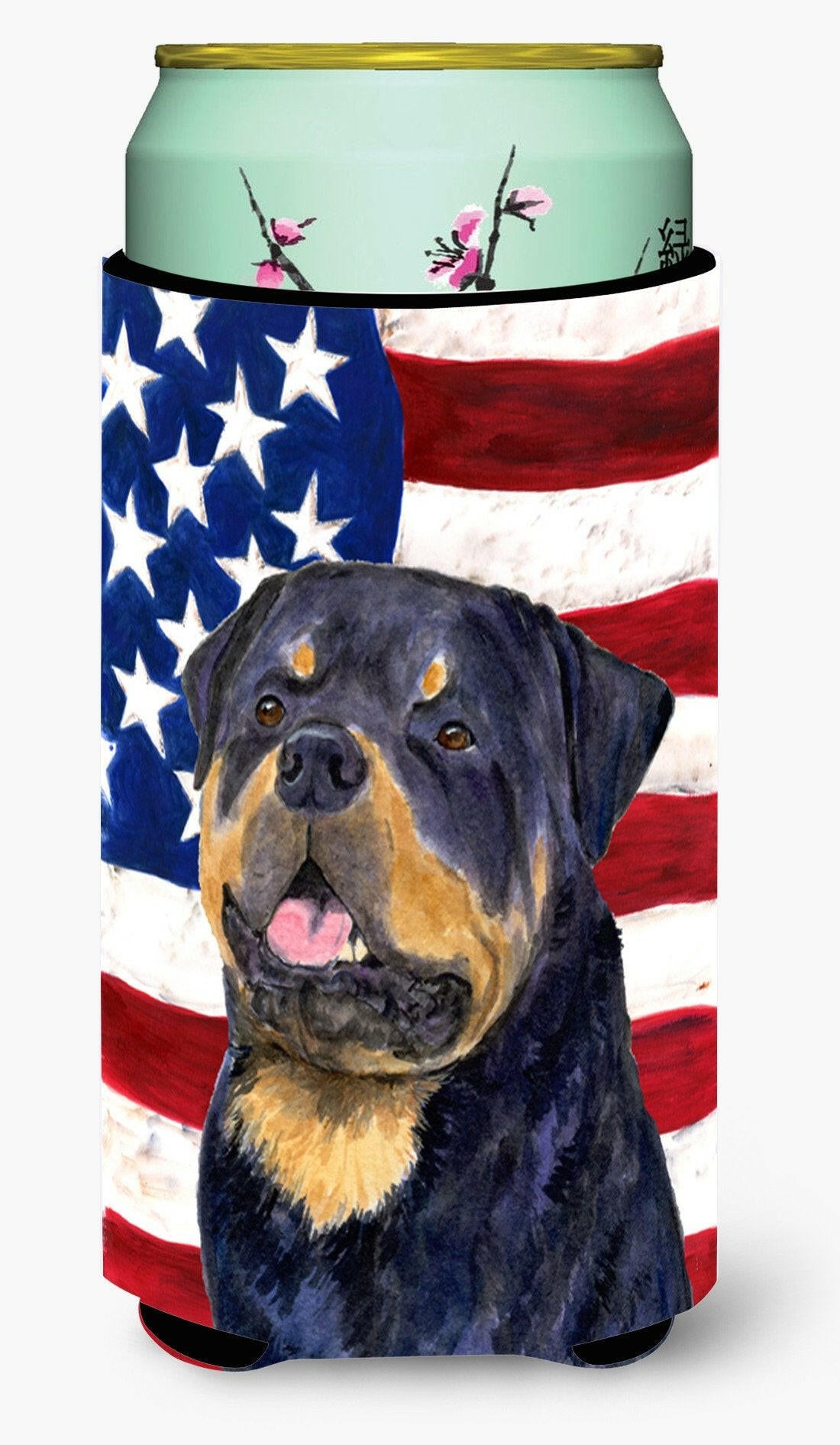 USA American Flag with Rottweiler  Tall Boy Beverage Insulator Beverage Insulator Hugger by Caroline&#39;s Treasures
