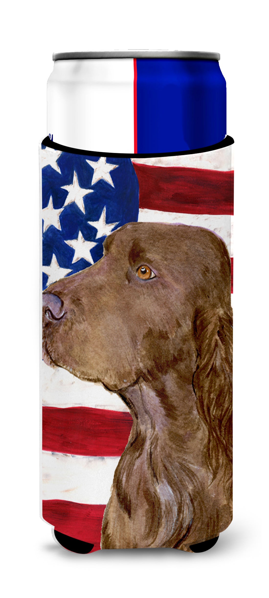 USA American Flag with Field Spaniel Ultra Beverage Insulators for slim cans SS4010MUK.