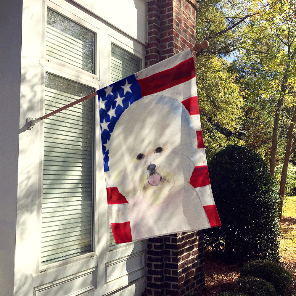 Drapeau américain des États-Unis avec drapeau bichon frisé Taille de la maison en toile