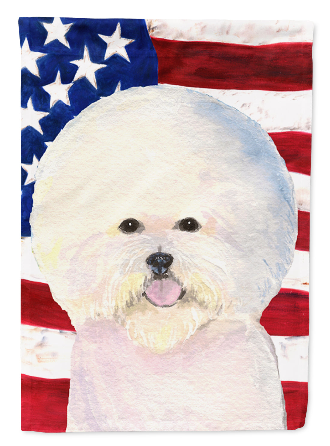 Drapeau américain des États-Unis avec drapeau bichon frisé Taille de la maison en toile