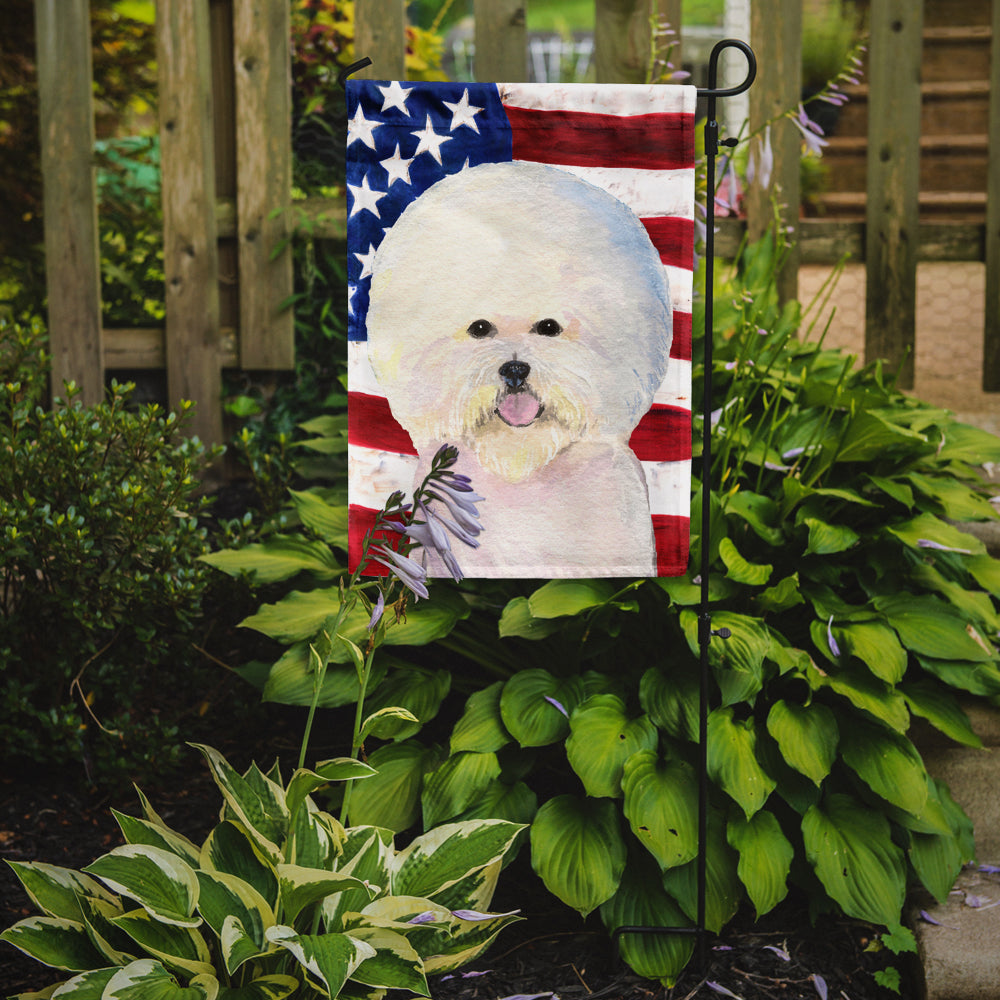Drapeau américain USA avec drapeau bichon frisé taille jardin