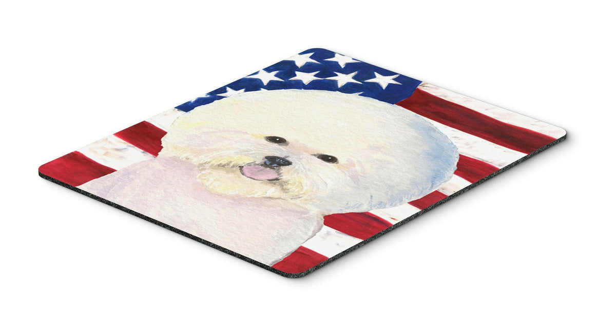 USA American Flag with Bichon Frise Mouse Pad, Hot Pad or Trivet by Caroline&#39;s Treasures