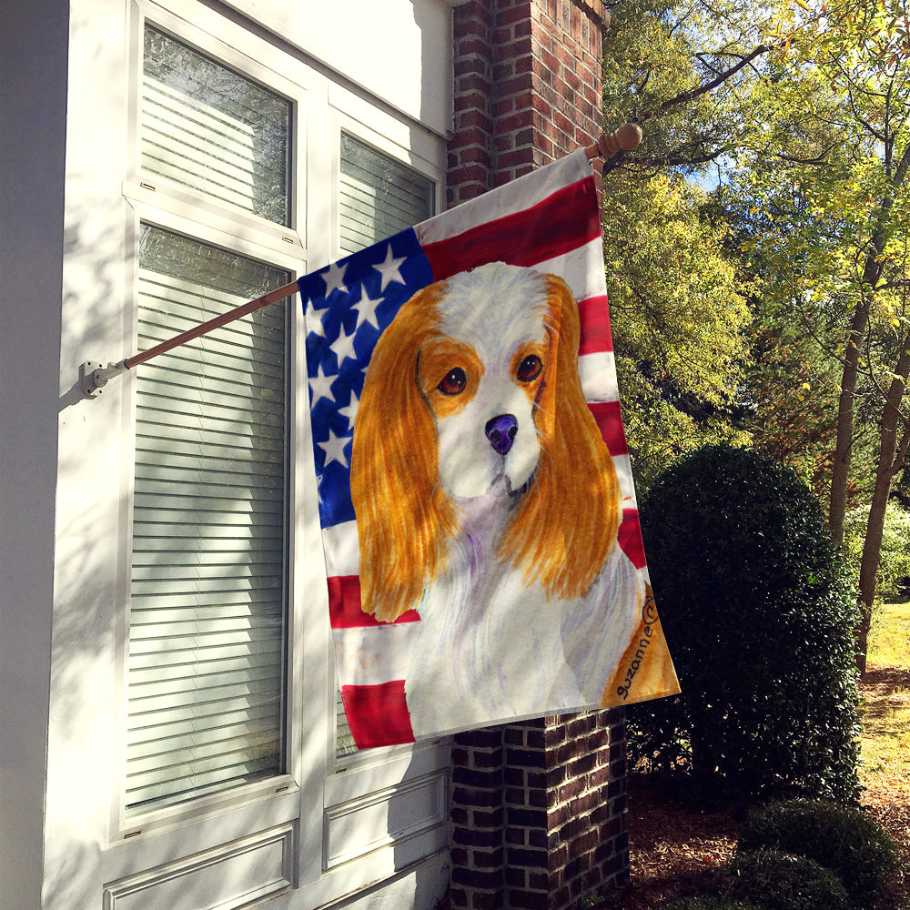 USA American Flag with Cavalier Spaniel Flag Canvas House Size  the-store.com.