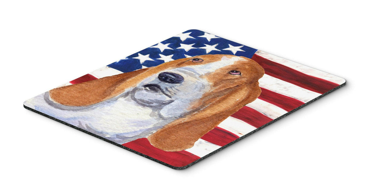 USA American Flag with Basset Hound Mouse Pad, Hot Pad or Trivet by Caroline&#39;s Treasures