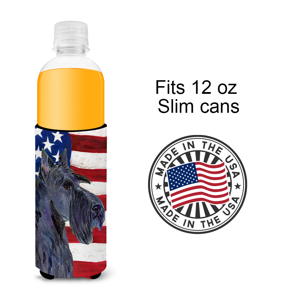 USA American Flag with Scottish Terrier Ultra Beverage Insulators for slim cans SS4014MUK
