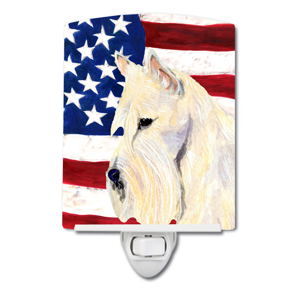 USA American Flag with Scottish Terrier Ceramic Night Light SS4015CNL - the-store.com