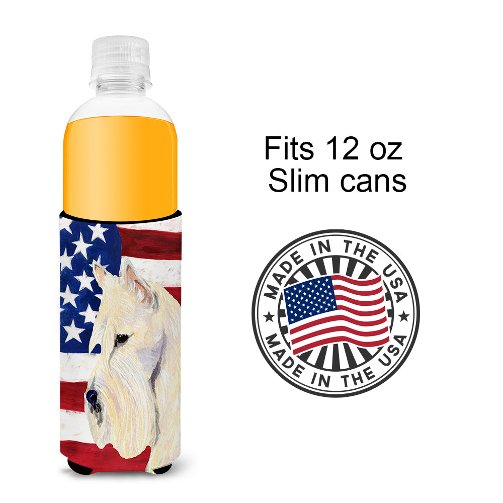 USA Drapeau américain avec Scottish Terrier Ultra Beverage Isolateurs pour canettes minces SS4015MUK