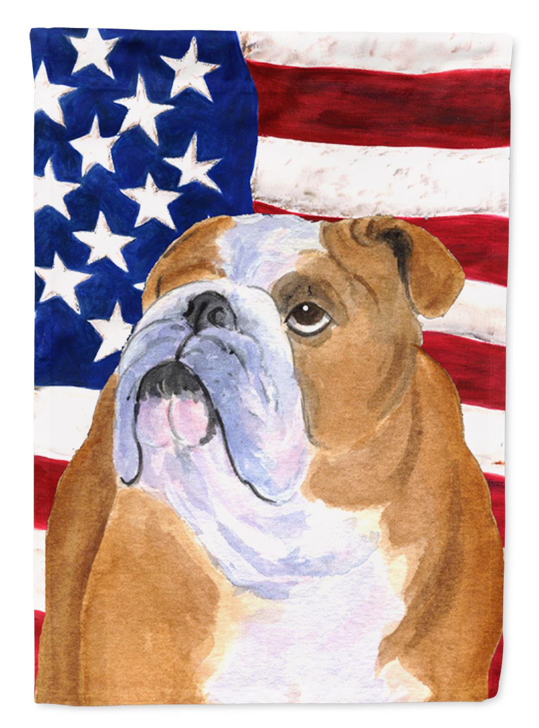 USA American Flag with Bulldog English Flag Garden Size.