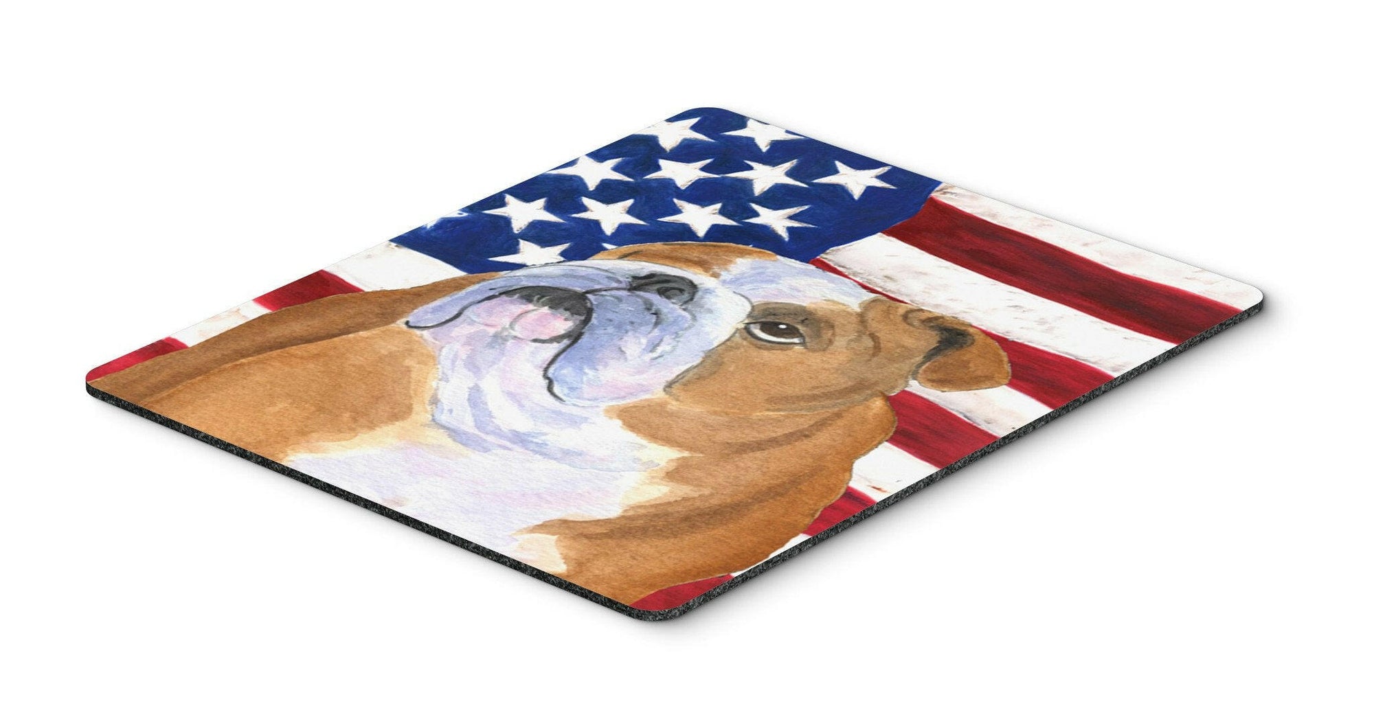 USA American Flag with Bulldog English Mouse Pad, Hot Pad or Trivet by Caroline's Treasures
