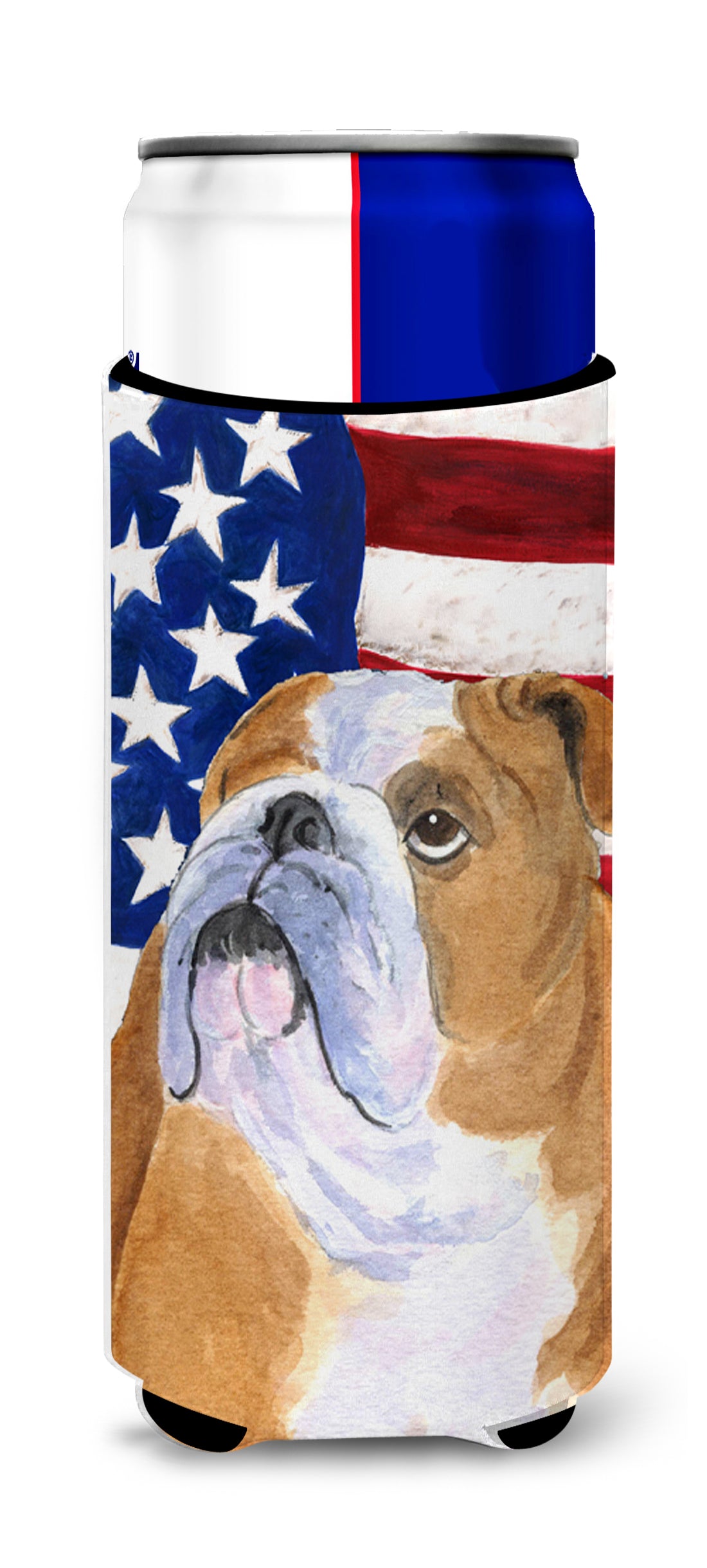 USA American Flag with Bulldog English Ultra Beverage Insulators for slim cans SS4017MUK