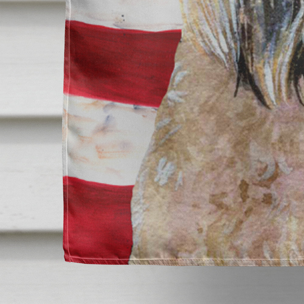 USA drapeau américain avec Wheaten Terrier doux enduit drapeau toile taille de la maison