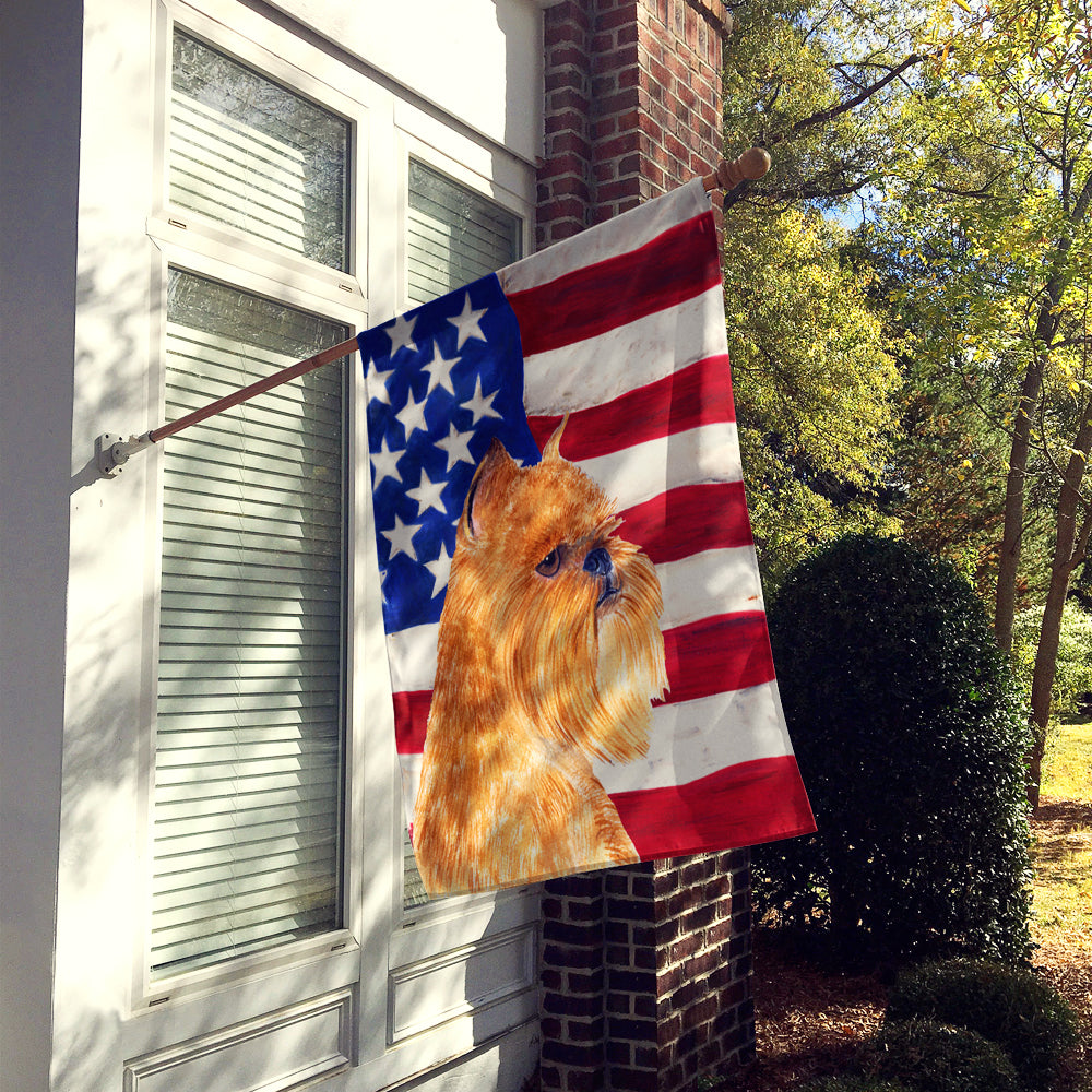 USA American Flag with Brussels Griffon Flag Canvas House Size