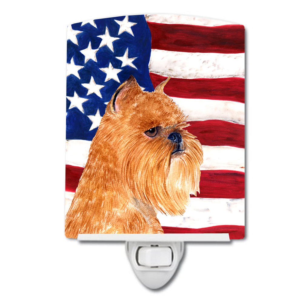 USA American Flag with Brussels Griffon Ceramic Night Light SS4020CNL - the-store.com