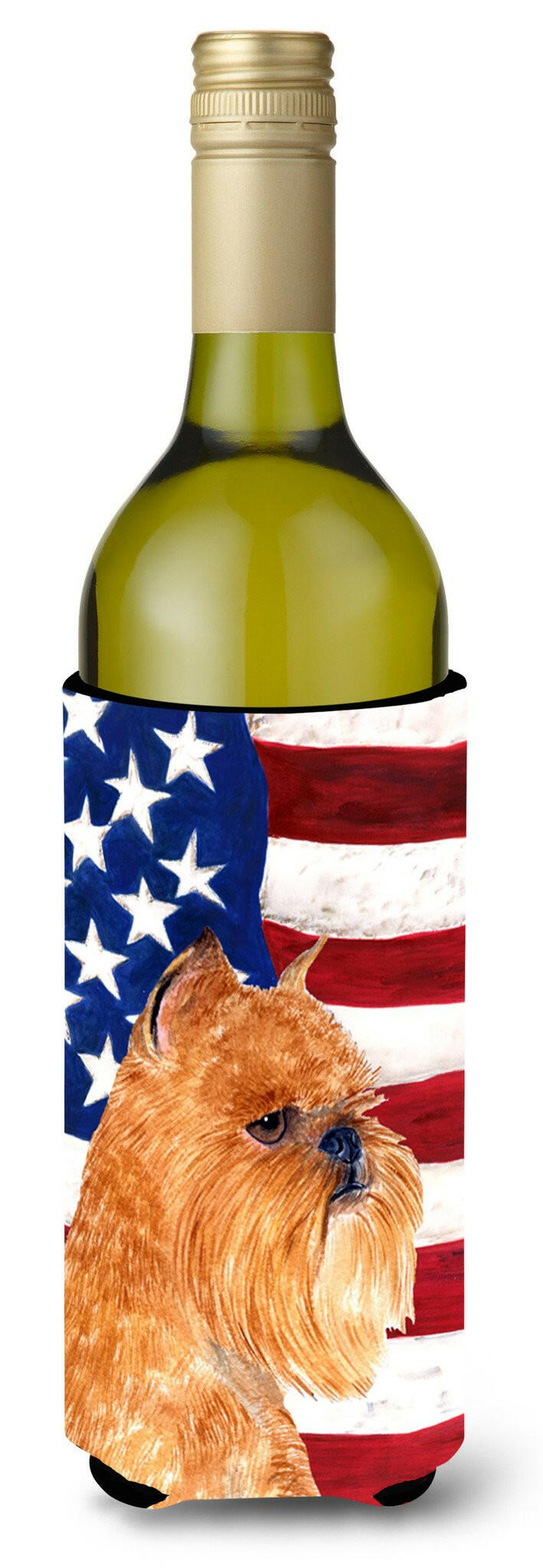 USA American Flag with Brussels Griffon Wine Bottle Beverage Insulator Beverage Insulator Hugger SS4020LITERK by Caroline's Treasures