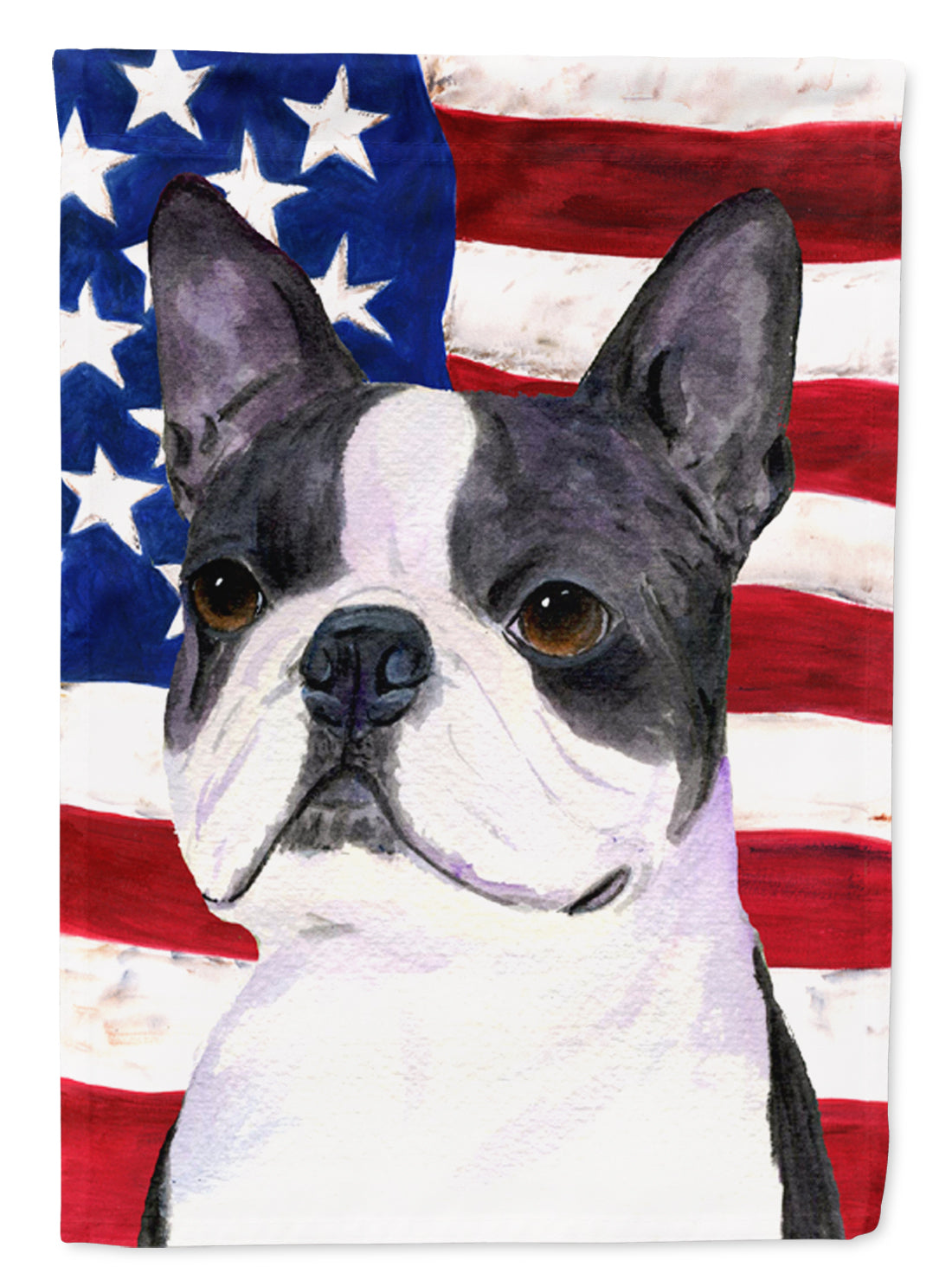 USA American Flag with Boston Terrier Flag Canvas House Size  the-store.com.