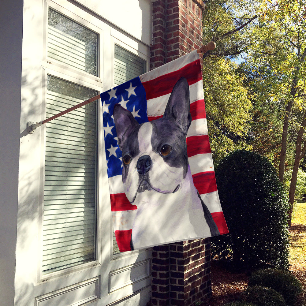 USA Drapeau américain avec Boston Terrier Drapeau Taille de la maison en toile