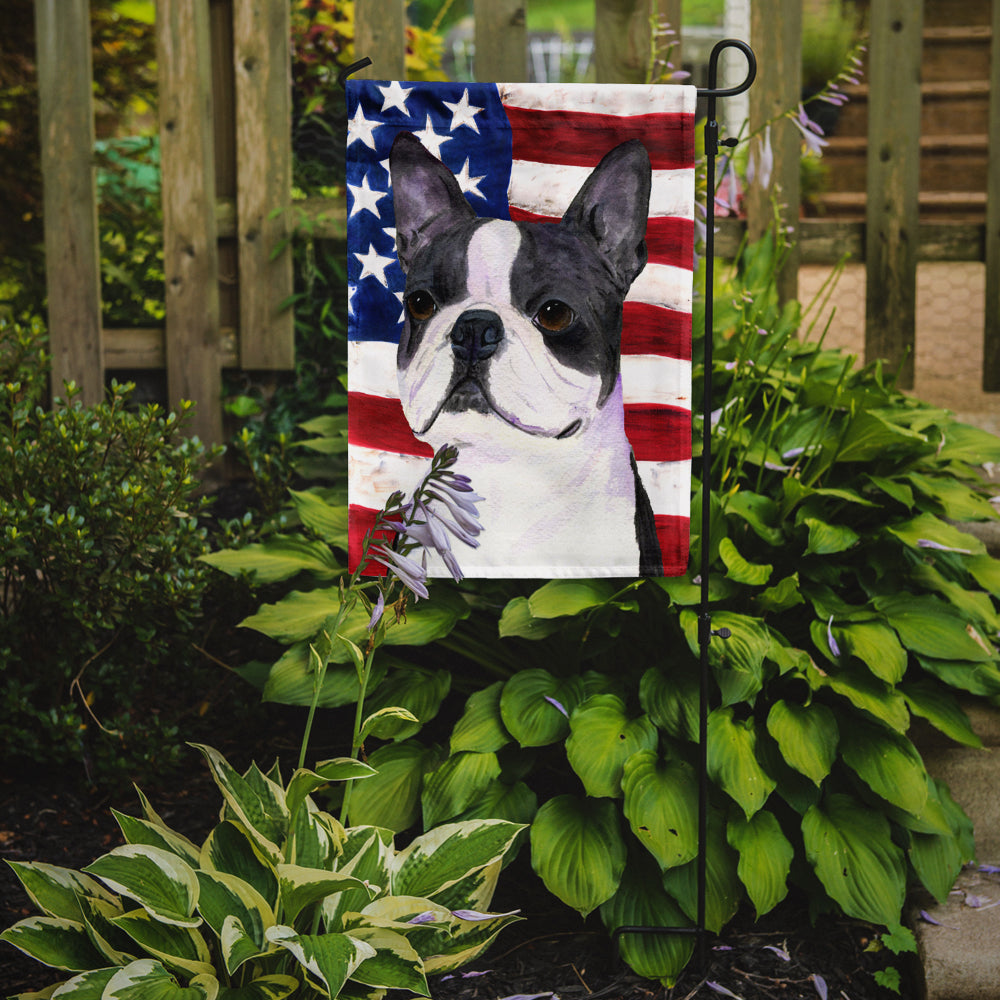 Drapeau américain des États-Unis avec la taille du jardin du drapeau Boston Terrier