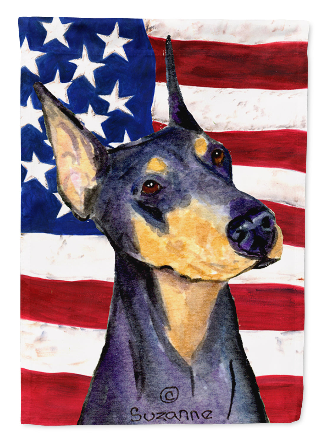 USA American Flag with Doberman Flag Canvas House Size  the-store.com.